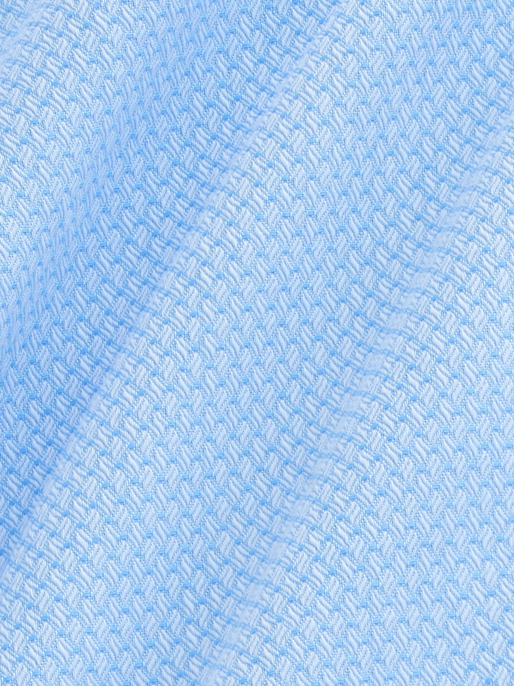 أزرق - قميص بحواف محبوكة سهل الكيّ - صورة 10 من 10