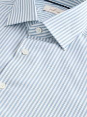 Blue Slim Fit Signature 100% Cotton Bengal Stripe Shirt - Image 11 of 12