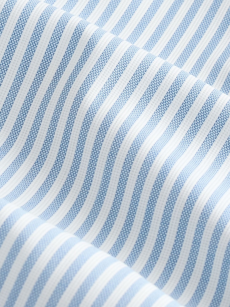 Blue Slim Fit Signature 100% Cotton Bengal Stripe Shirt - Image 12 of 12