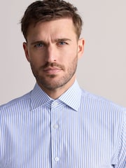 Blue Slim Fit Signature 100% Cotton Bengal Stripe Shirt - Image 4 of 12