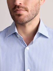 Blue Slim Fit Signature 100% Cotton Bengal Stripe Shirt - Image 7 of 12