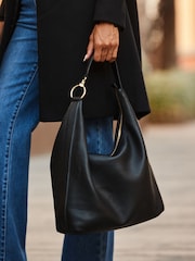 Sosandar Black Leather Large Shoulder Bag - Image 1 of 5