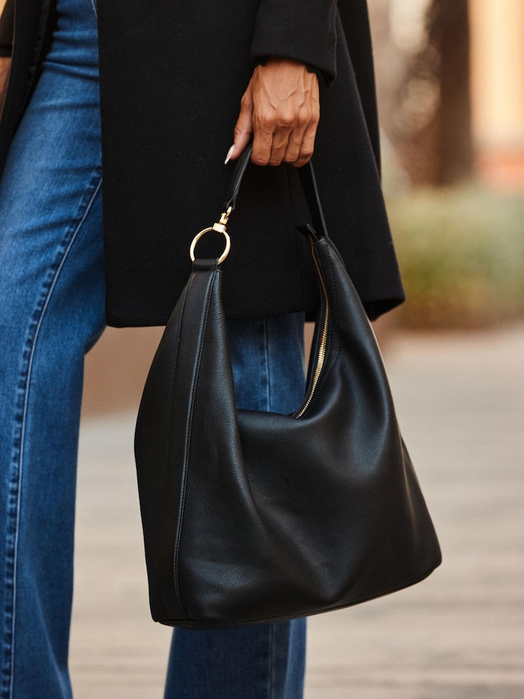 Sosandar Black Leather Large Shoulder Bag - Image 1 of 5