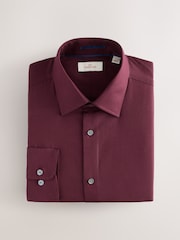 Burgunderrot - Schmale Passform - Signature 100% Cotton with Textured Smart Shirt - Image 1 of 3