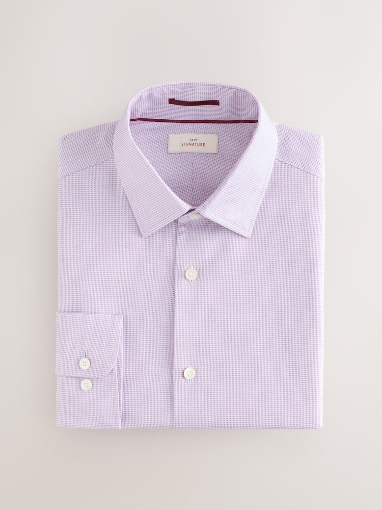Mauve rose - Slim Fit (Slim Fit) - Signature 100% Cotton with Textured Smart Shirt - Image 1 of 3