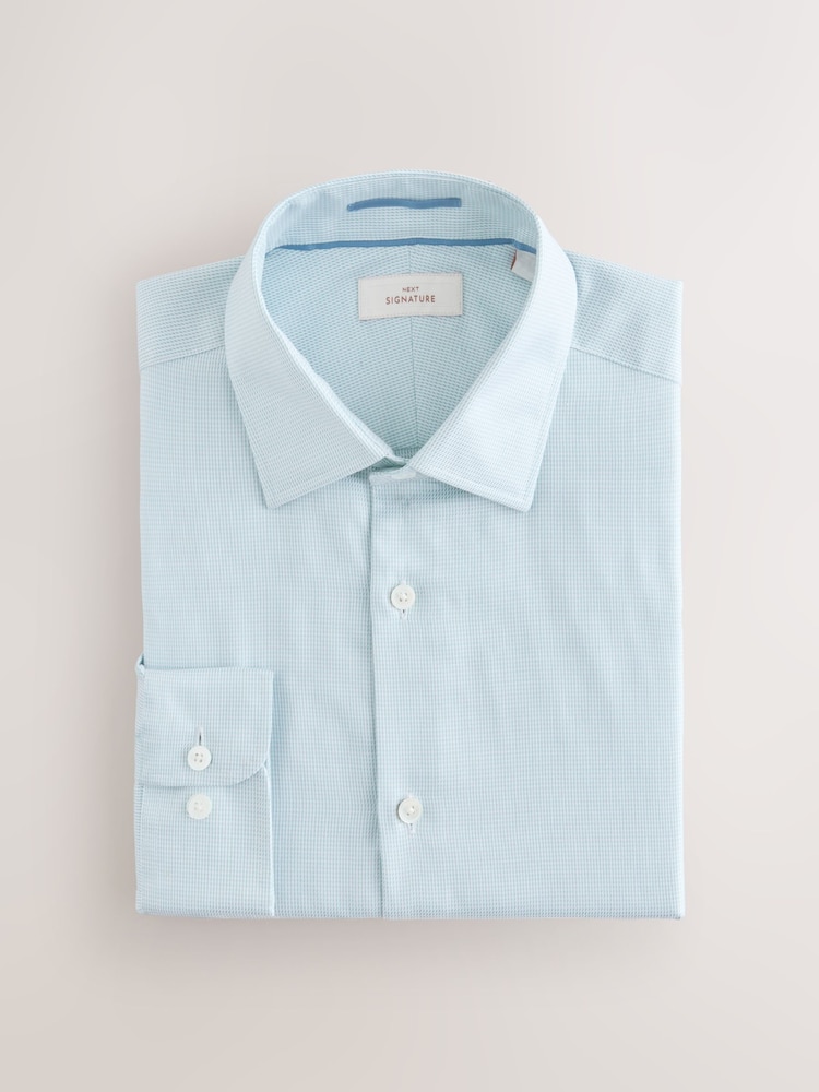 Vert - Slim Fit (Slim Fit) - Signature 100% Cotton with Textured Smart Shirt - Image 7 of 9