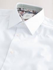 White Skinny Fit Easy Care Textured Trimmed Shirt - Image 11 of 12