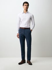 White Skinny Fit Easy Care Textured Trimmed Shirt - Image 2 of 12