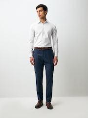 White Skinny Fit Easy Care Textured Trimmed Shirt - Image 3 of 12