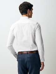 White Skinny Fit Easy Care Textured Trimmed Shirt - Image 4 of 12