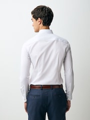 White Skinny Fit Easy Care Textured Trimmed Shirt - Image 5 of 12