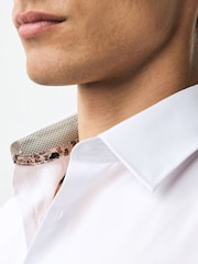 White Skinny Fit Easy Care Textured Trimmed Shirt - Image 8 of 12