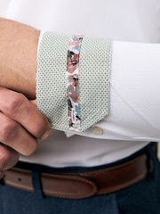 White Skinny Fit Easy Care Textured Trimmed Shirt - Image 9 of 12