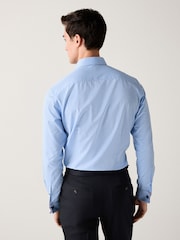 Blue Slim Fit Trimmed Easy Care Double Cuff Shirt - Image 3 of 7