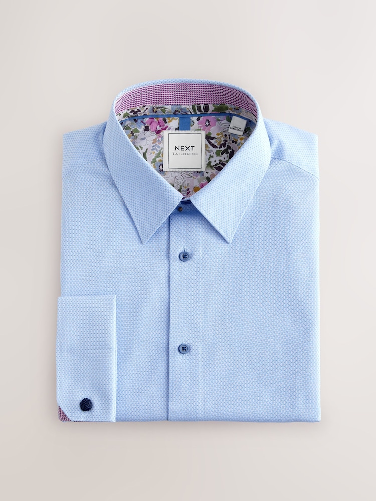 Bleu - Slim Fit (Slim Fit) - Chemise à double poignet facile d’entretien - Image 5 of 7