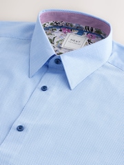 Blue Slim Fit Trimmed Easy Care Double Cuff Shirt - Image 6 of 7