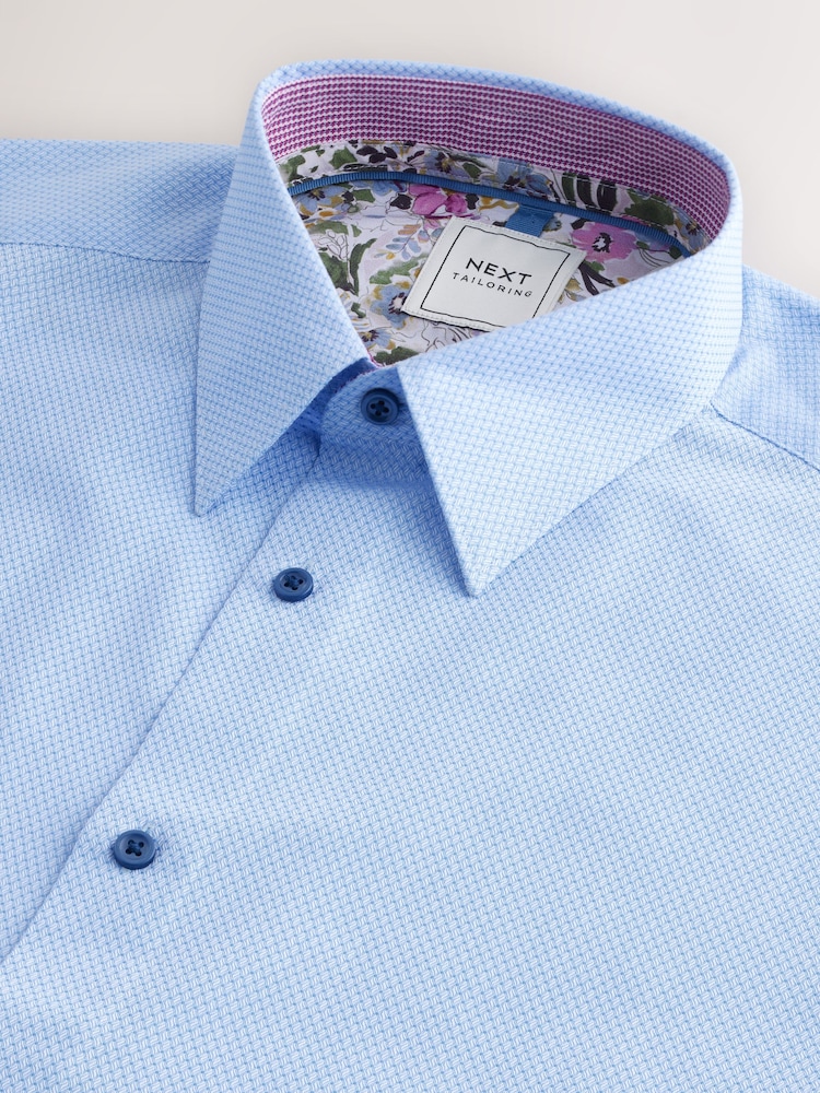 Bleu - Slim Fit (Slim Fit) - Chemise à double poignet facile d’entretien - Image 6 of 7