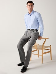 Blue Regular Fit Easy Care Textured Trimmed Shirt - Image 2 of 9