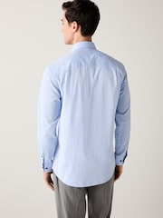 Blue Regular Fit Easy Care Textured Trimmed Shirt - Image 3 of 9