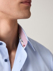 Blue Regular Fit Easy Care Textured Trimmed Shirt - Image 5 of 9