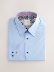 Blue Regular Fit Easy Care Textured Trimmed Shirt - Image 7 of 9