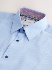 Blue Regular Fit Easy Care Textured Trimmed Shirt - Image 8 of 9