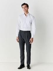 White Regular Fit Easy Care Textured Trimmed Shirt - Image 3 of 10