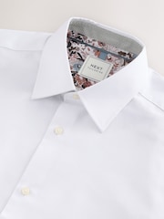 White Regular Fit Easy Care Textured Trimmed Shirt - Image 9 of 10
