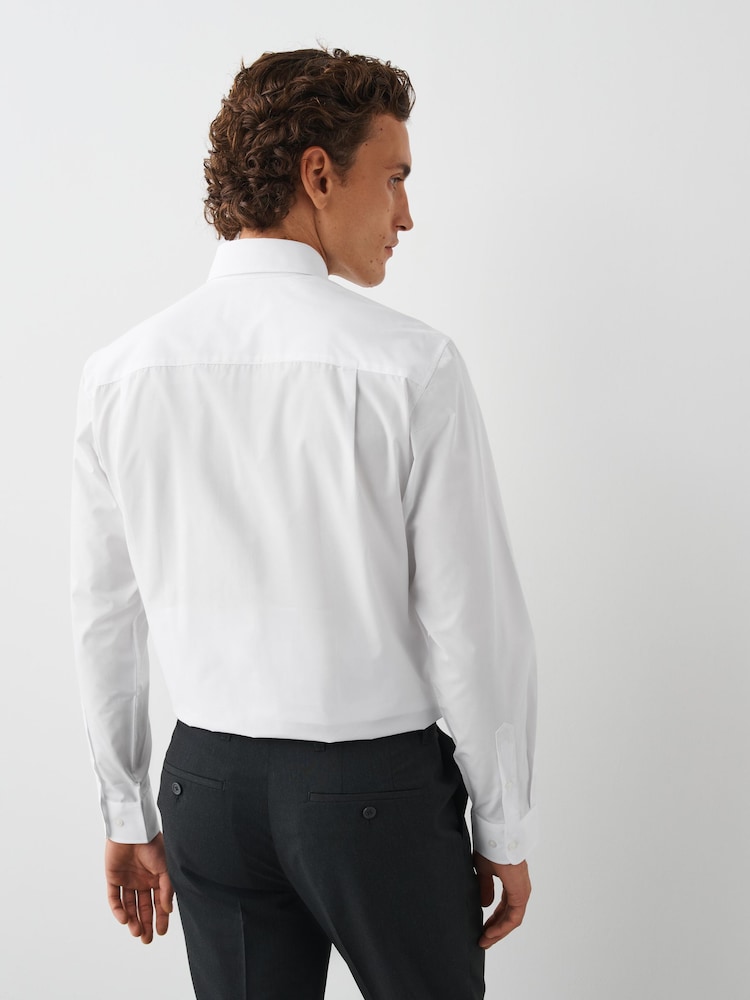 White Button Down Collar Regular Fit Easy Care Single Cuff Smart Shirt - Image 3 of 3