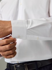 White Button Down Collar Regular Fit Easy Care Single Cuff Smart Shirt - Image 5 of 8