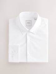 White Button Down Collar Regular Fit Easy Care Single Cuff Smart Shirt - Image 6 of 8