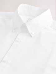 White Button Down Collar Regular Fit Easy Care Single Cuff Smart Shirt - Image 7 of 8
