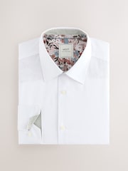 White Slim Fit Easy Care Textured Trimmed Shirt - Image 1 of 3