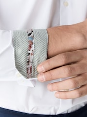 White Slim Fit Easy Care Textured Trimmed Shirt - Image 6 of 10