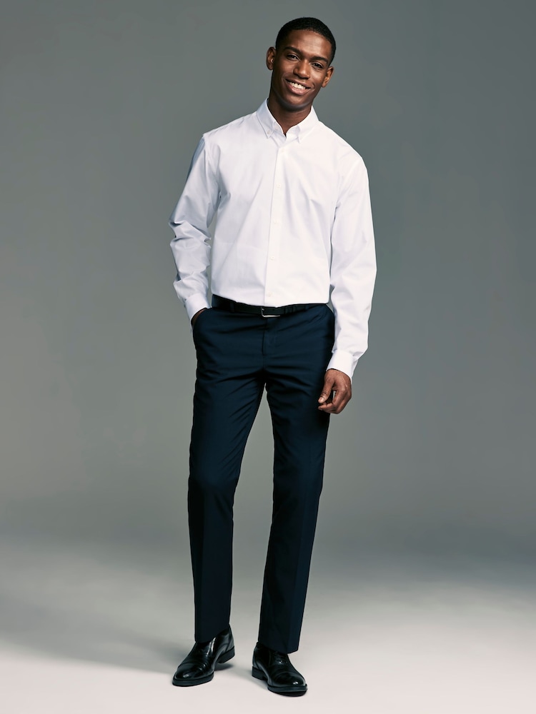 Blanc col boutonné - Ajustement régulier - Chemise intelligente à double poignet facile d’entretien - Image 3 of 8