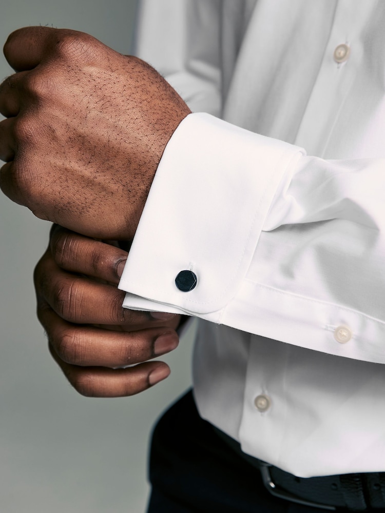 Blanc col boutonné - Ajustement régulier - Chemise intelligente à double poignet facile d’entretien - Image 4 of 8