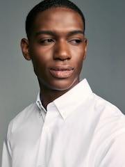 White Button Down Collar Regular Fit Easy Care Double Cuff Smart Shirt - Image 5 of 8