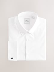 White Button Down Collar Regular Fit Easy Care Double Cuff Smart Shirt - Image 6 of 8