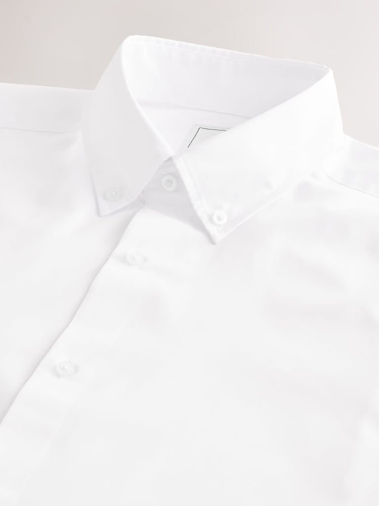 Blanc col boutonné - Ajustement régulier - Chemise intelligente à double poignet facile d’entretien - Image 7 of 8