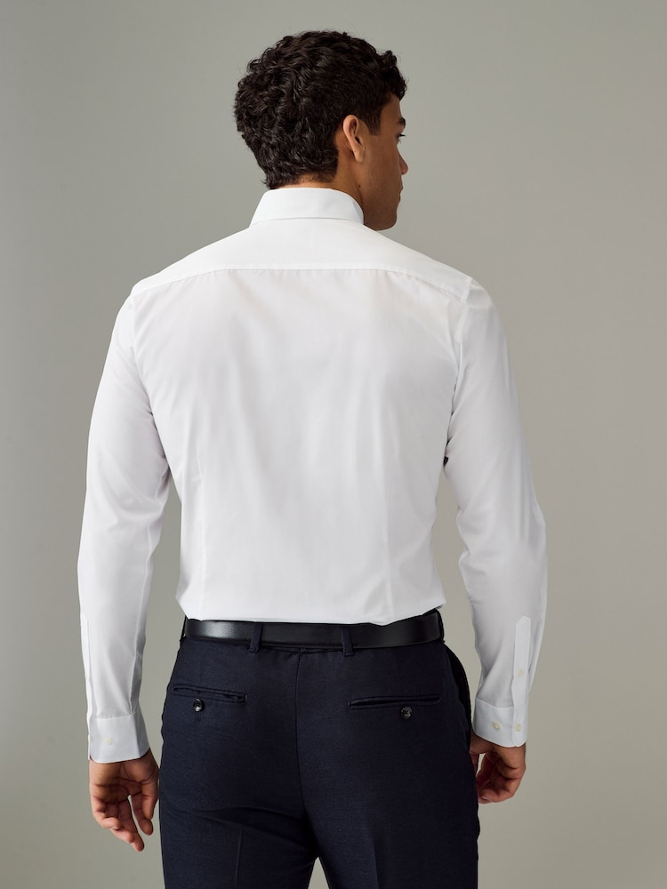 Blanc col boutonné - Slim Fit (Slim Fit) - Chemise élégante facile d’entretien à poignets simples - Image 3 of 8