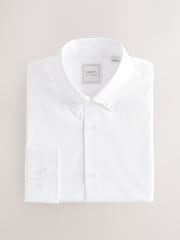 White Button Down Collar Slim Fit Easy Care Single Cuff Smart Shirt - Image 5 of 8