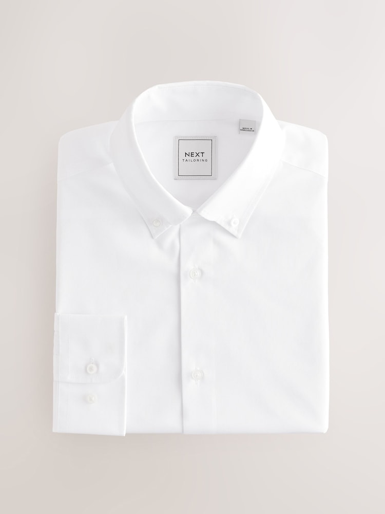 Blanc col boutonné - Slim Fit (Slim Fit) - Chemise élégante facile d’entretien à poignets simples - Image 5 of 8
