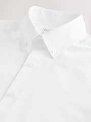 White Button Down Collar Slim Fit Easy Care Single Cuff Smart Shirt - Image 6 of 8