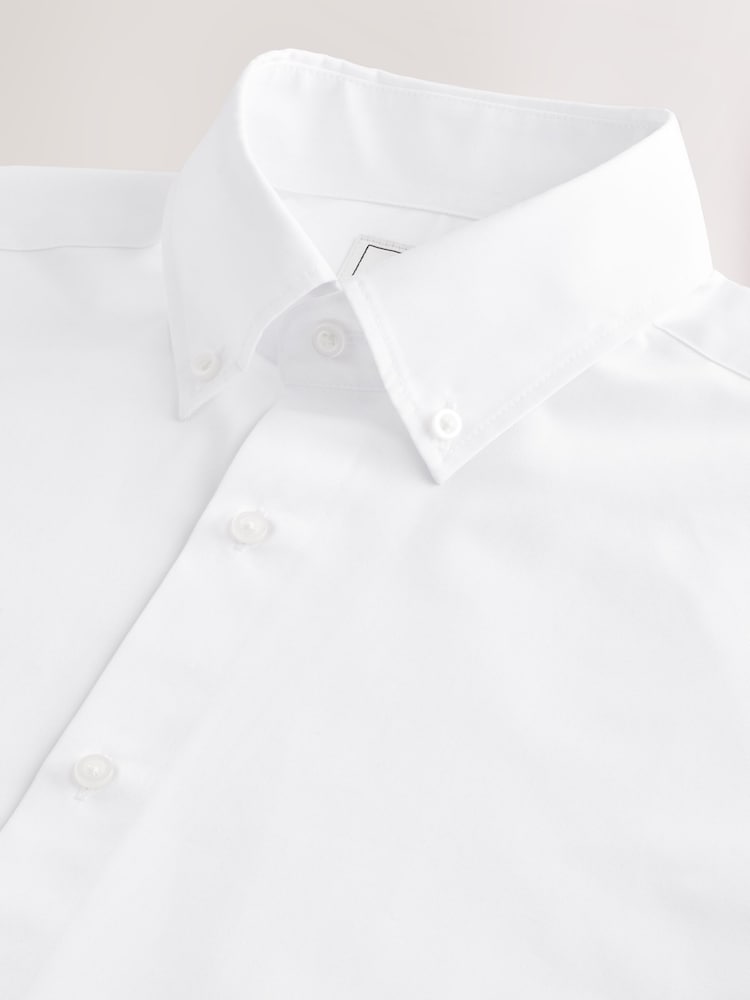 Blanc col boutonné - Slim Fit (Slim Fit) - Chemise élégante facile d’entretien à poignets simples - Image 6 of 8