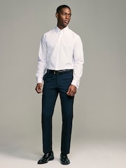 White Button Down Collar Slim Fit Easy Care Double Cuff Smart Shirt - Image 2 of 8