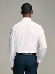 White Button Down Collar Slim Fit Easy Care Double Cuff Smart Shirt - Image 3 of 8