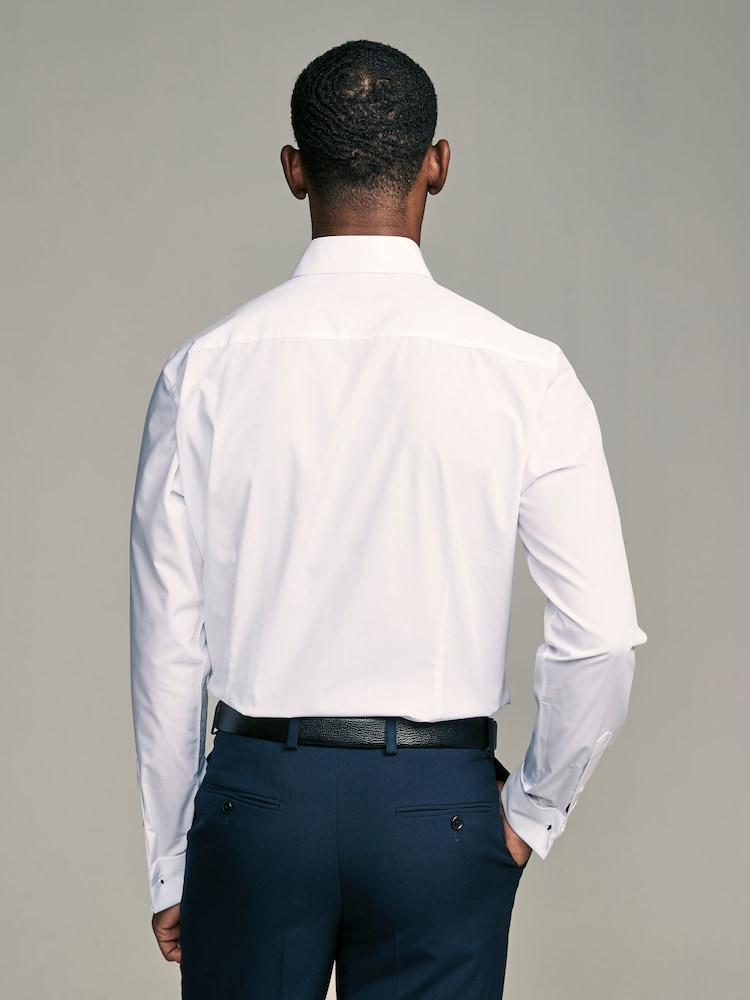 Wit met knopen aan de kraag - Slim Fit - Easy Care Double Cuff Smart Shirt - Image 3 of 8