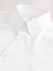 White Button Down Collar Slim Fit Easy Care Double Cuff Smart Shirt - Image 7 of 8