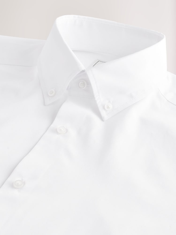 Wit met knopen aan de kraag - Slim Fit - Easy Care Double Cuff Smart Shirt - Image 7 of 8