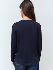 Navy 100% Cotton Long Sleeve T-Shirt - Image 4 of 8